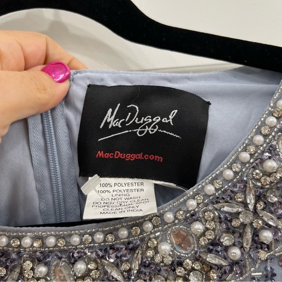 NWOT Mac Duggal Steel Sequined Jewel Neck Sheath Breaded Dress sz 8 - Picture 5 of 8